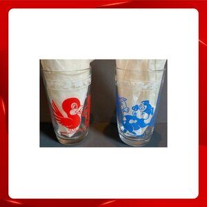 Vintage Swanky Swig Juice Glasses Set of 2 - Children's Nursery Rhyme Motif
